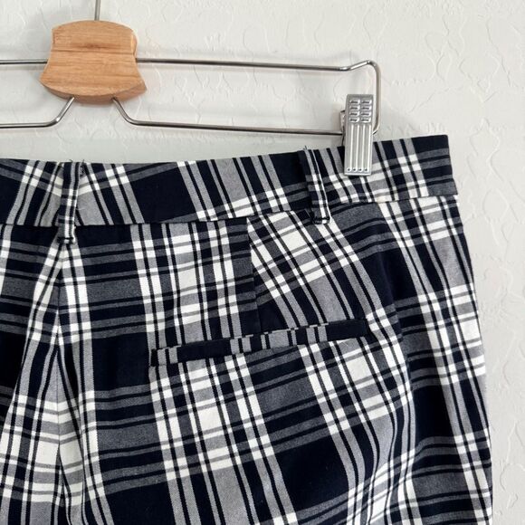 ANN TAYLOR Cotton Crop Navy Blue White Plaid Size 12 - Picture 5 of 6